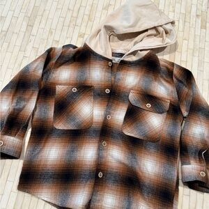 Kids Zara Plaid Hooded Shirt